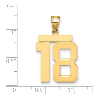 14K Yellow Gold Large Number 18 Pendant – view 2