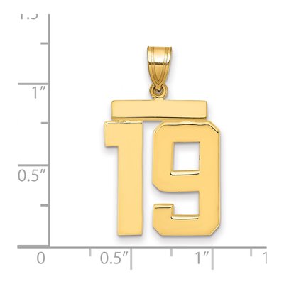 14K Yellow Gold Large Number 19 Pendant – view 2