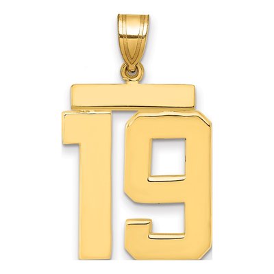 14K Yellow Gold Large Number 19 Pendant