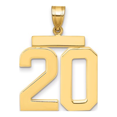 14K Yellow Gold Large Number 20 Pendant