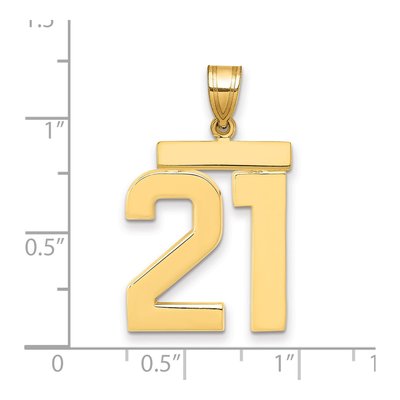 14K Yellow Gold Large Number 21 Pendant – view 2