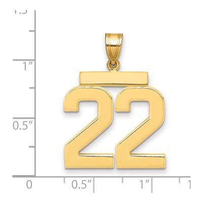 14K Yellow Gold Large Number 22 Pendant – view 2