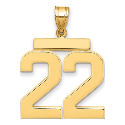 14K Yellow Gold Large Number 22 Pendant