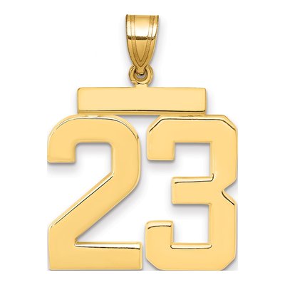 14K Yellow Gold Large Number 23 Pendant