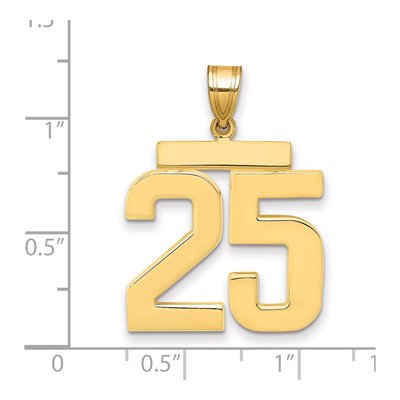14K Yellow Gold Large Number 25 Pendant – view 2