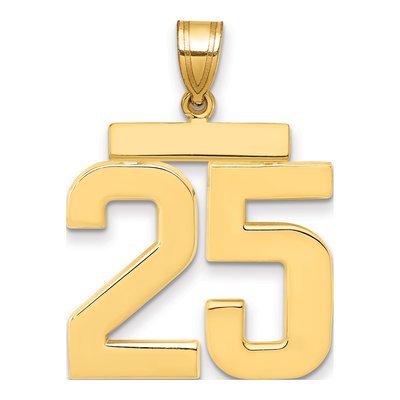 14K Yellow Gold Large Number 25 Pendant