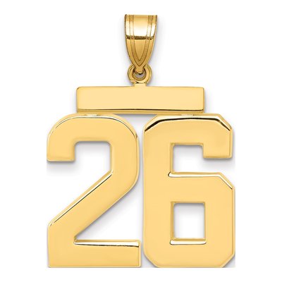 14K Yellow Gold Large Number 26 Pendant