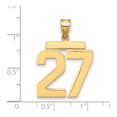 14K Yellow Gold Large Number 27 Pendant – view 2