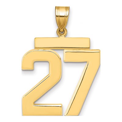 14K Yellow Gold Large Number 27 Pendant