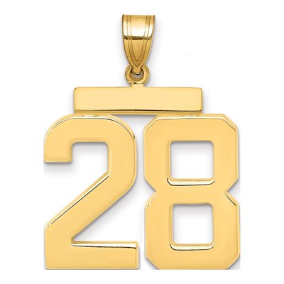 14K Yellow Gold Large Number 28 Pendant
