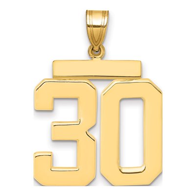 14K Yellow Gold Large Number 30 Charm