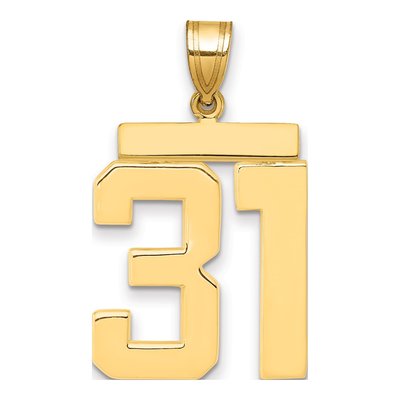 14K Yellow Gold Large Number 31 Pendant