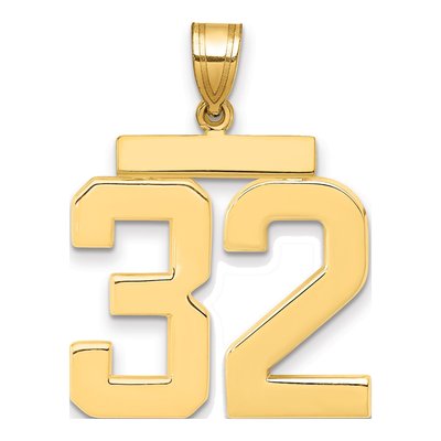14K Yellow Gold Number 32 Pendant