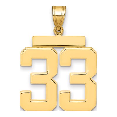 14K Yellow Gold Number 33 Charm