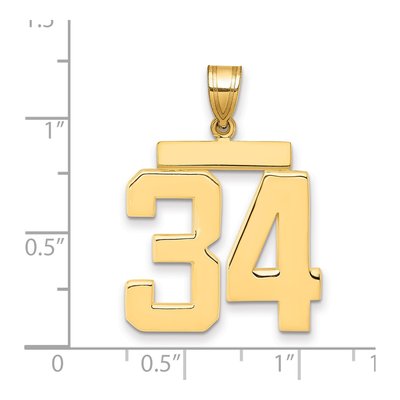 14K Yellow Gold Large Number 34 Pendant – view 2