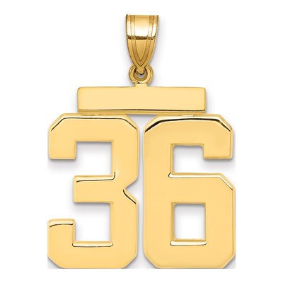 14K Yellow Gold Large Number 36 Pendant