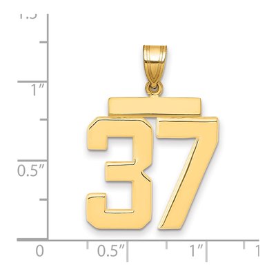 14K Yellow Gold Large Number 37 Pendant – view 2