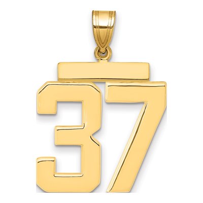 14K Yellow Gold Large Number 37 Pendant