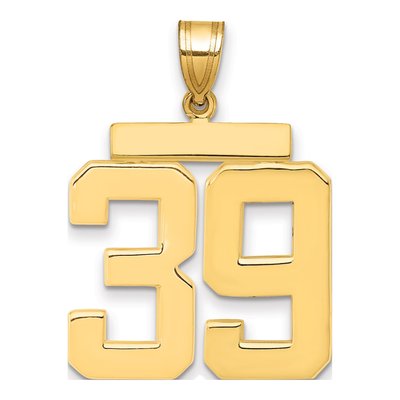 14K Yellow Gold Large Number 39 Pendant