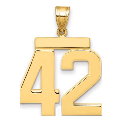 14K Yellow Gold Large Number 42 Pendant