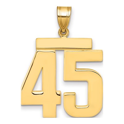 14K Yellow Gold Large Number 45 Pendant