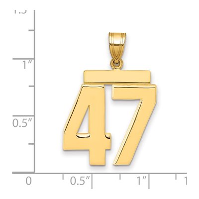 14K Yellow Gold Large Number 47 Pendant – view 2