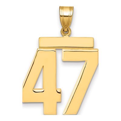 14K Yellow Gold Large Number 47 Pendant