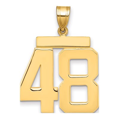 14K Yellow Gold Large Number 48 Pendant