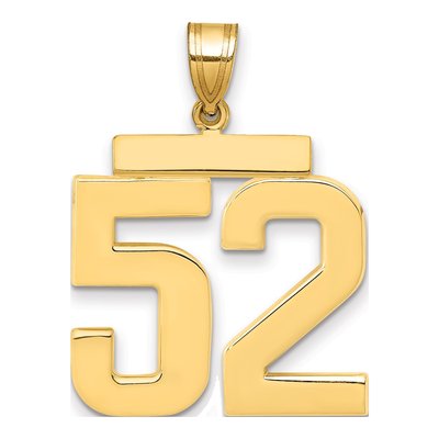 14K Yellow Gold Number 52 Charm