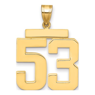 14K Yellow Gold Large Number 53 Pendant