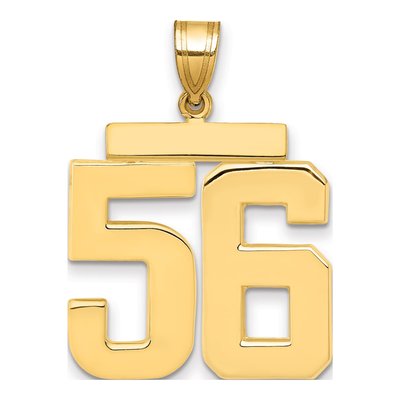 14K Yellow Gold Large Number 56 Pendant