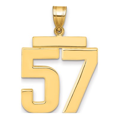 14K Yellow Gold Large Number 57 Pendant