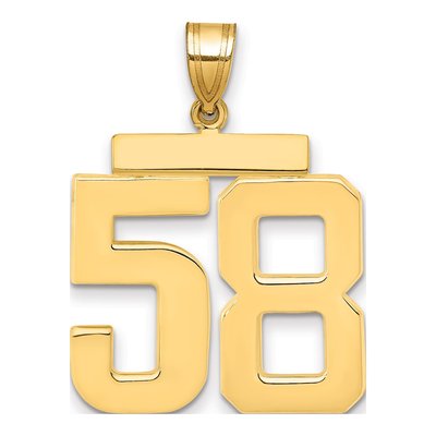 14K Yellow Gold Large Number 58 Charm