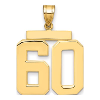 14K Yellow Gold Large Number 60 Pendant