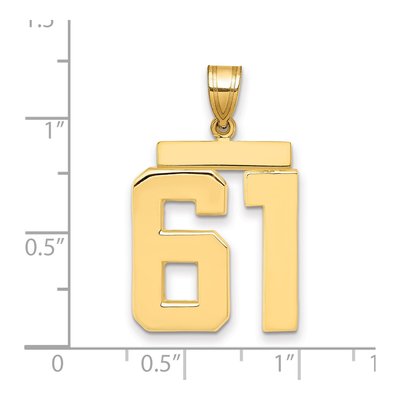 14K Yellow Gold Large Number 61 Pendant – view 2