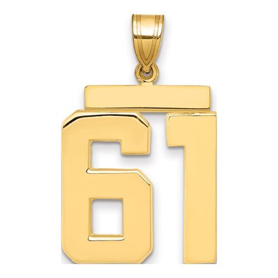14K Yellow Gold Large Number 61 Pendant