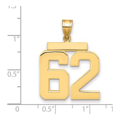 14K Yellow Gold Number 62 Charm – view 2