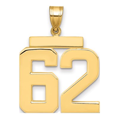 14K Yellow Gold Number 62 Charm