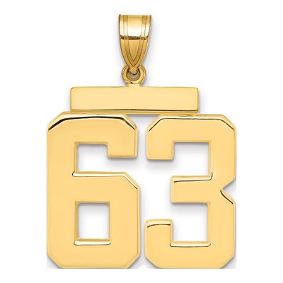 14K Yellow Gold Large Number 63 Pendant