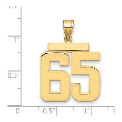 14K Yellow Gold Large Number 65 Pendant – view 2