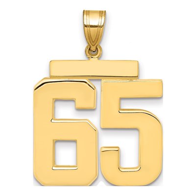 14K Yellow Gold Large Number 65 Pendant