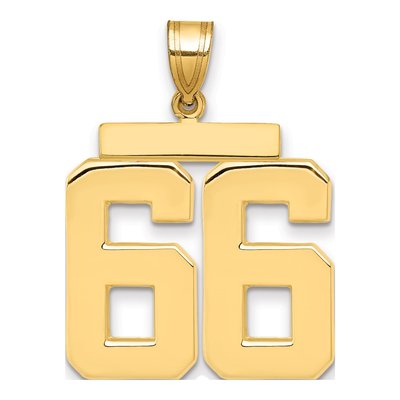 14K Yellow Gold Number 66 Charm