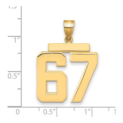 14K Yellow Gold Number 67 Charm – view 2