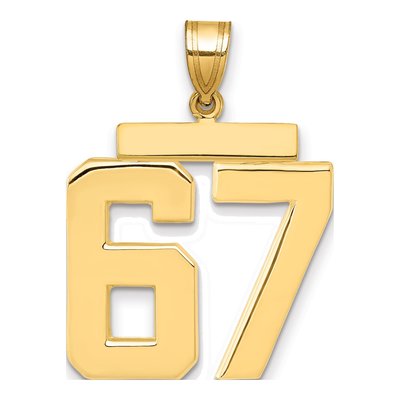 14K Yellow Gold Number 67 Charm