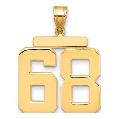 14K Yellow Gold Number 68 Charm