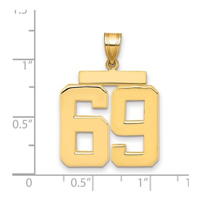 14K Yellow Gold Large Number 69 Pendant – view 2