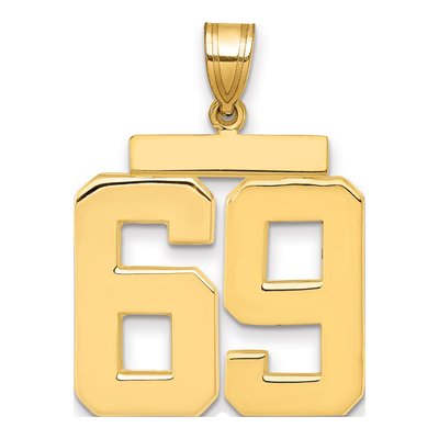 14K Yellow Gold Large Number 69 Pendant