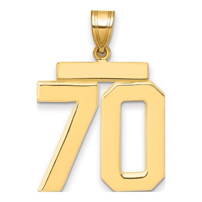14K Yellow Gold Number 70 Charm