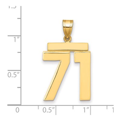 14K Yellow Gold Large Number 71 Pendant – view 2