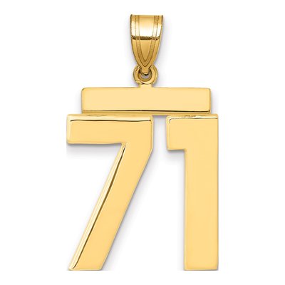 14K Yellow Gold Large Number 71 Pendant